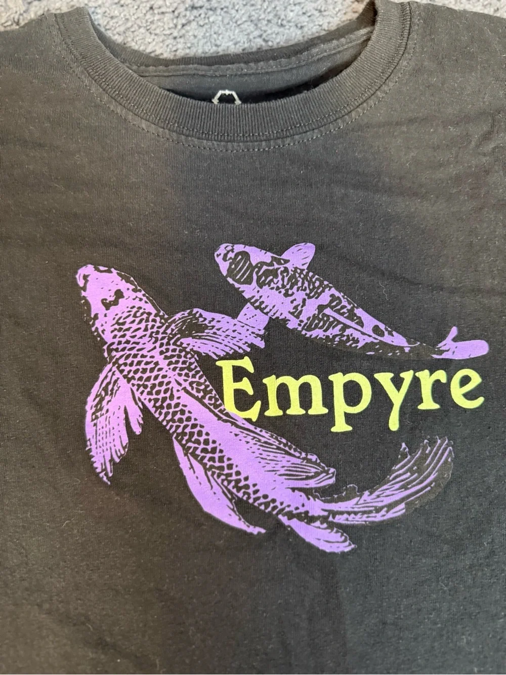 Empyre Stream of Consciousness Koi Fish Skull Graphic Tee Black Size Large